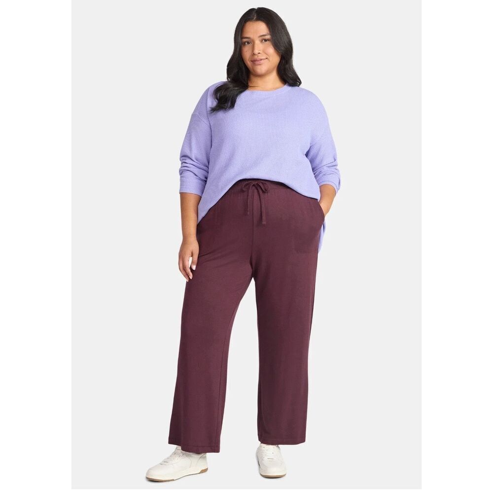 Terra & Sky Women's French Terry Pull On Pants Drawstring Pockets Sz 1X 16W-18W